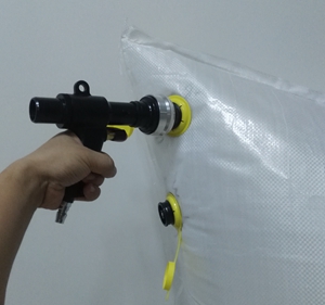 Fast inflation gun inflator for dunnage bag (within 60s for 116x120cm)